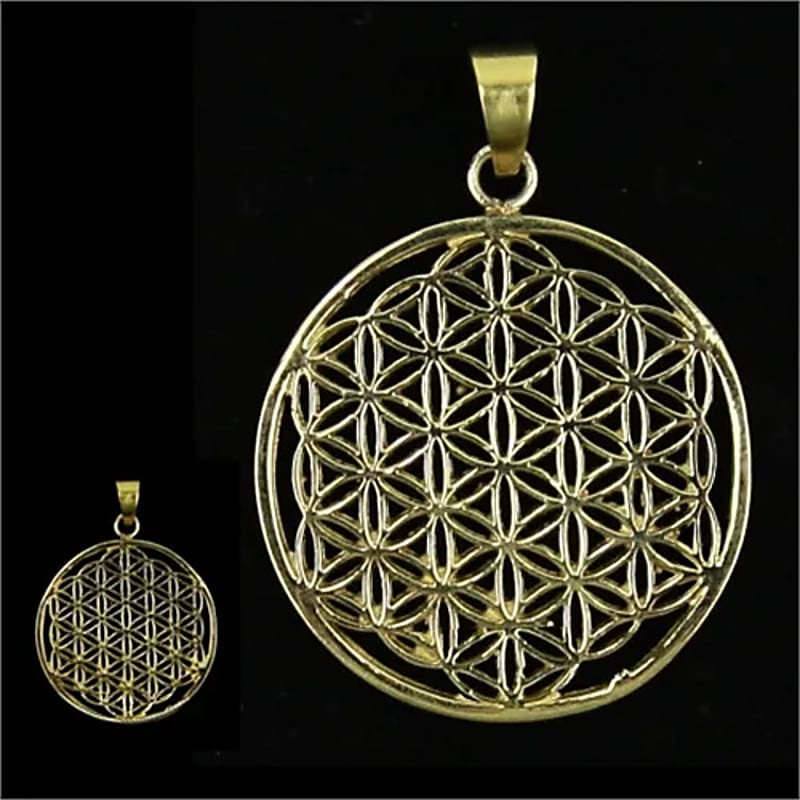 Flower Of Life Pendant Brass Golden --package Of 3 Pcs - 4 Cm