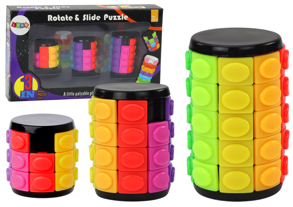 Set di puzzle logici a cilindro con 3 livelli di difficoltà