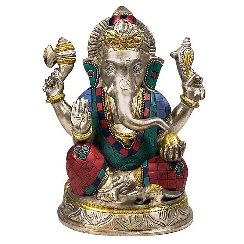 Ganesh statue med mosaik dekoration - 20 Cm