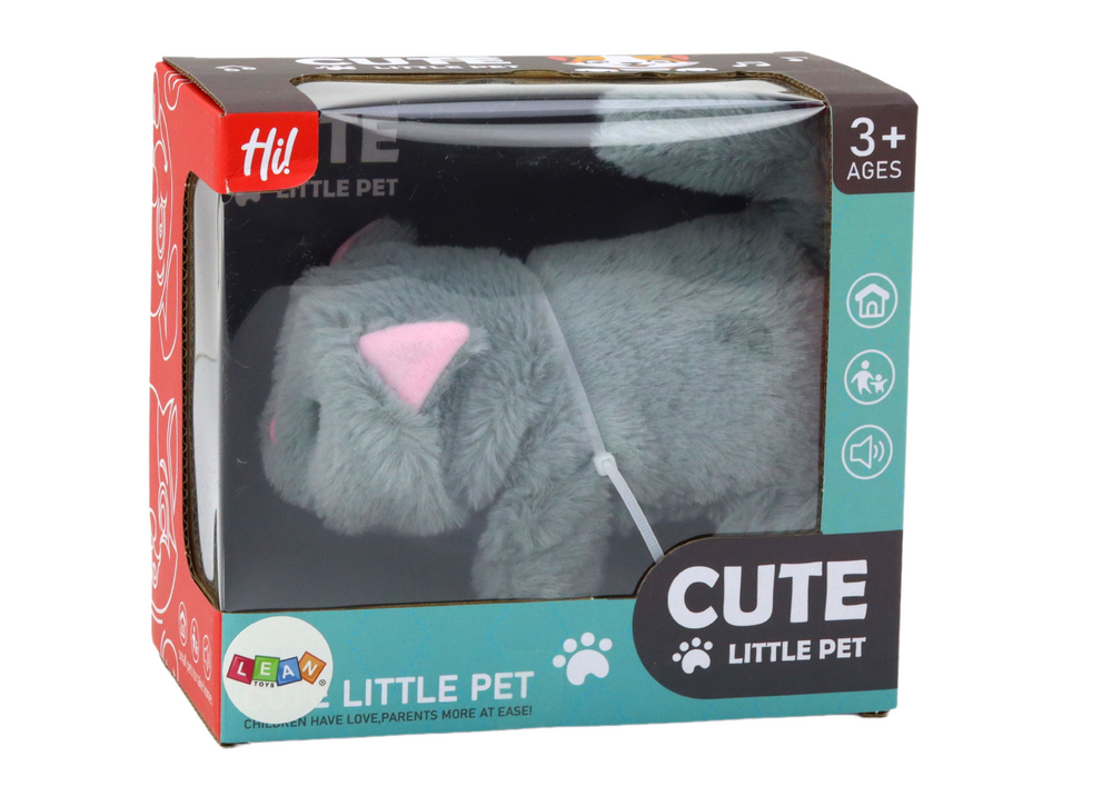 Plush Interactive Animal Kitten Walks And Meows Gray