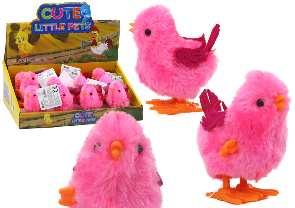 Jumping Chicken Toy Wind-up Figurine Pink