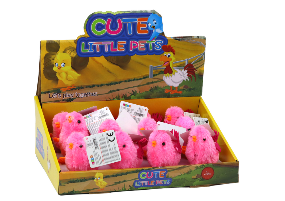 Jumping Chicken Toy Wind-up Figurine Pink