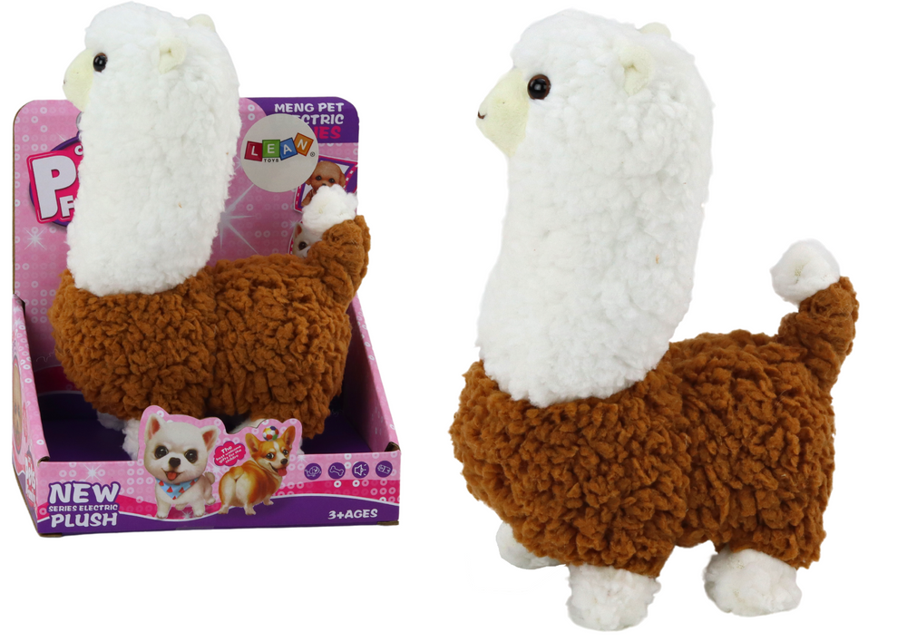 Cluiche Siúlóidí Alpaca Pet Brown idirghníomhach Láma 23 Cm