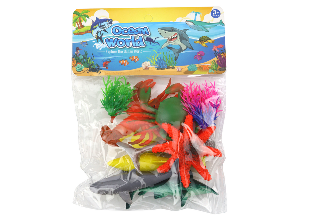 Set Of Sea Animal Figurines 8 Pieces Aquatic Plants