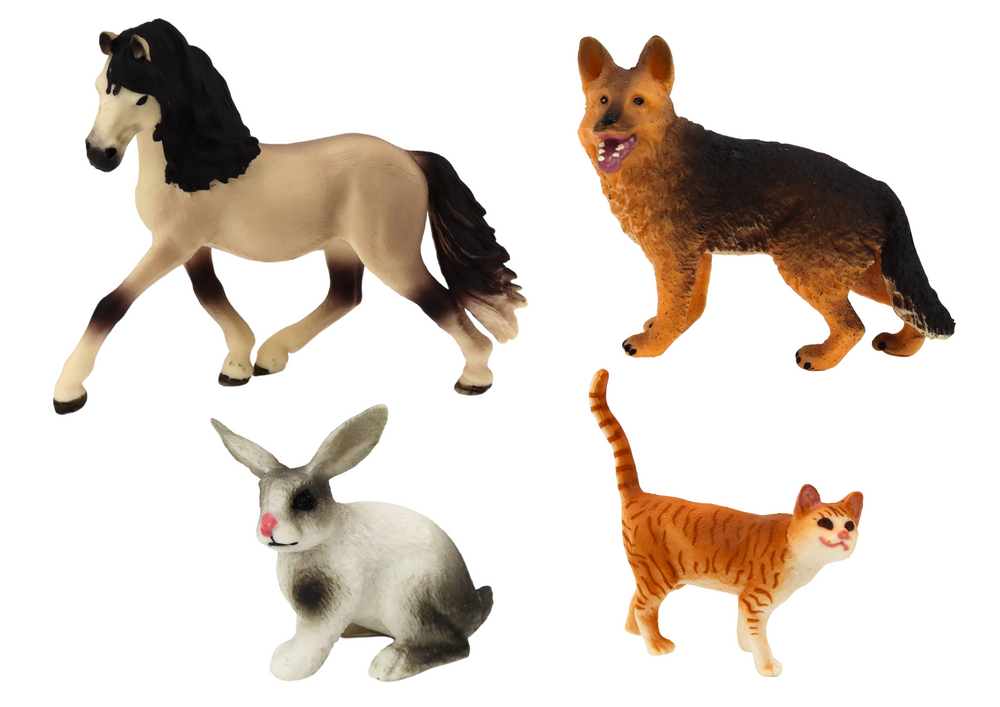 Set Of Pet Figures Horse Dog Rabbit Cat 4 Pieces