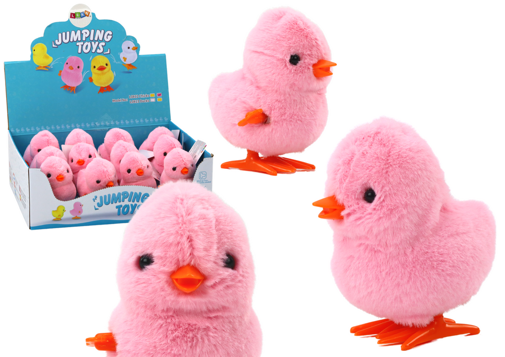Jumping Chicken Wind-up Plush Toy Decoration Pink