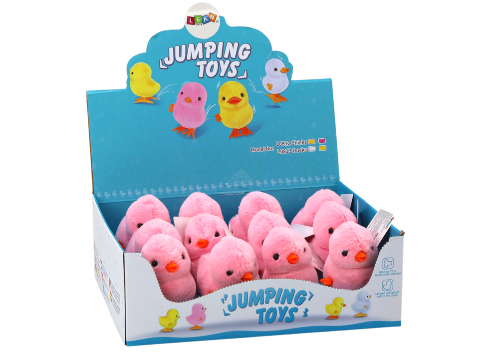 Jumping Chicken Wind-up Plush Toy Decoration Pink