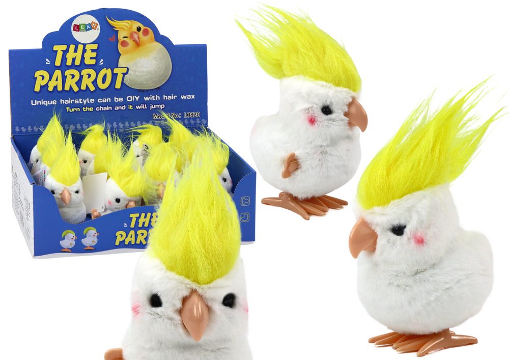 Jumping Parrot Wind-up Plush Toy Decoration White