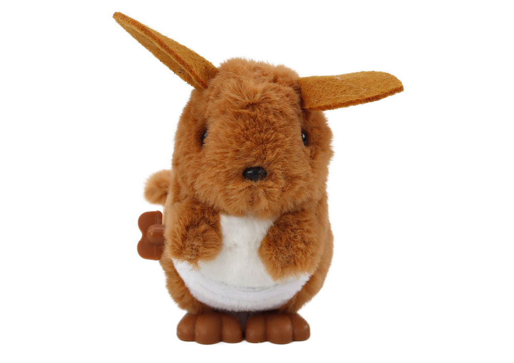 Jumping Kangaroo Wind-up Plush Toy Decoration Brown