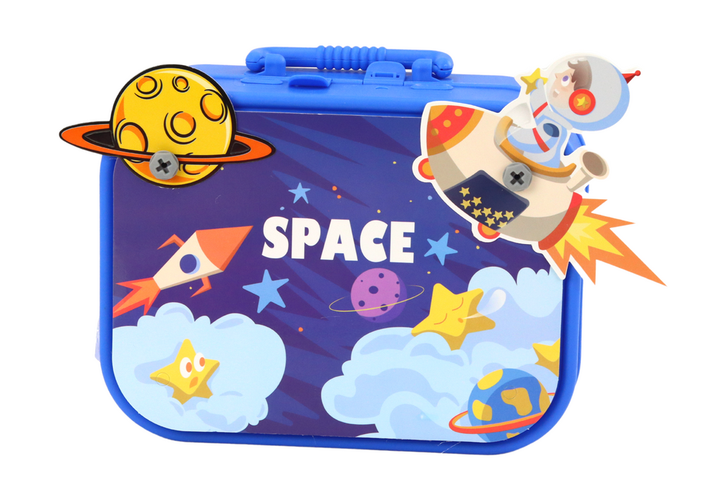 Suitcase Set Diy Puzzle Blocks Space Screwdriver 228 Pieces.