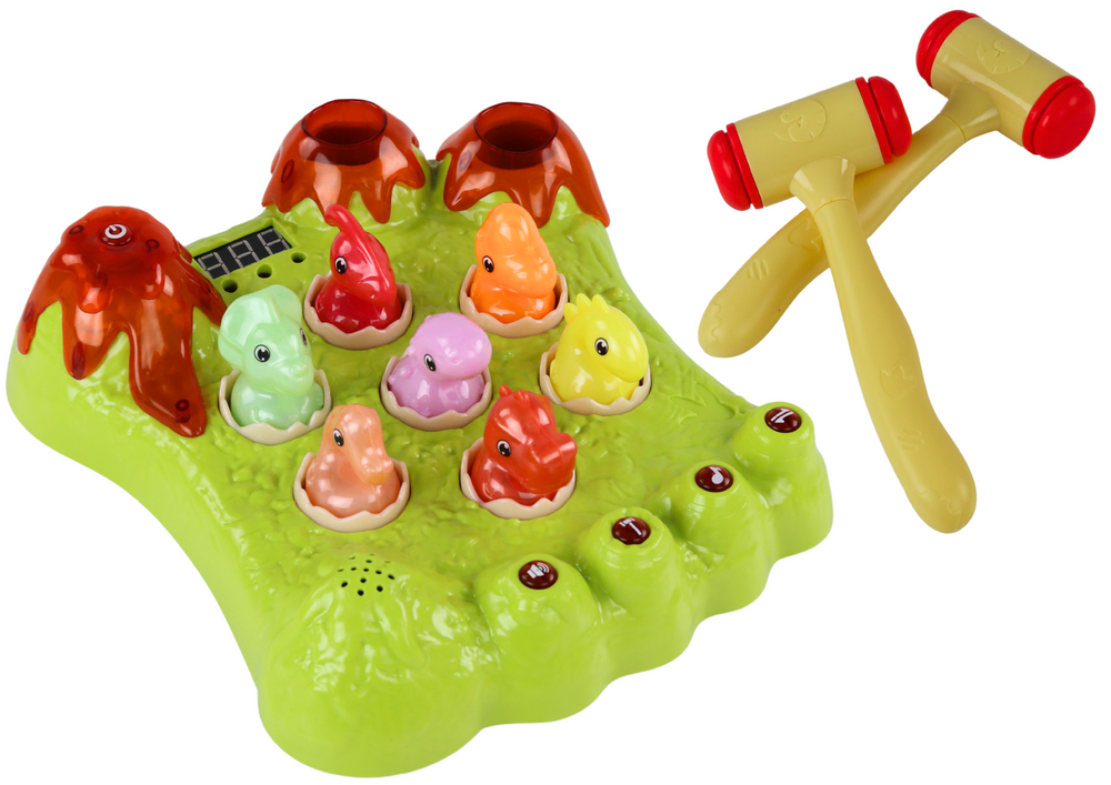 Wack-a-mole Game Dinosaurs Board Two Hammers Green Lights Sounds