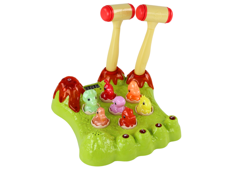 Wack-a-mole Game Dinosaurs Board Two Hammers Green Lights Sounds