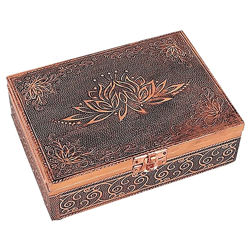 Tarotdoos Lotus Koperkleur - 18x13x6 Cm