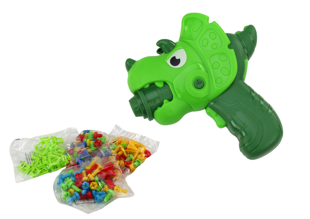 Table Suitcase Diy Set Puzzle Blocks Dinosaur Screwdriver 249 Pieces.