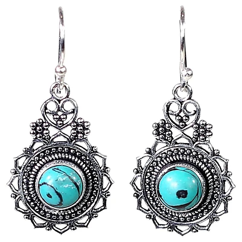 Earrings Bohemian Brass Silver Coloured --package Of 2 Pcs - 3 Cm