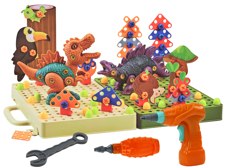 3d Construction Puzzle Blocks Diy Dinosaurs Disassembly Drill