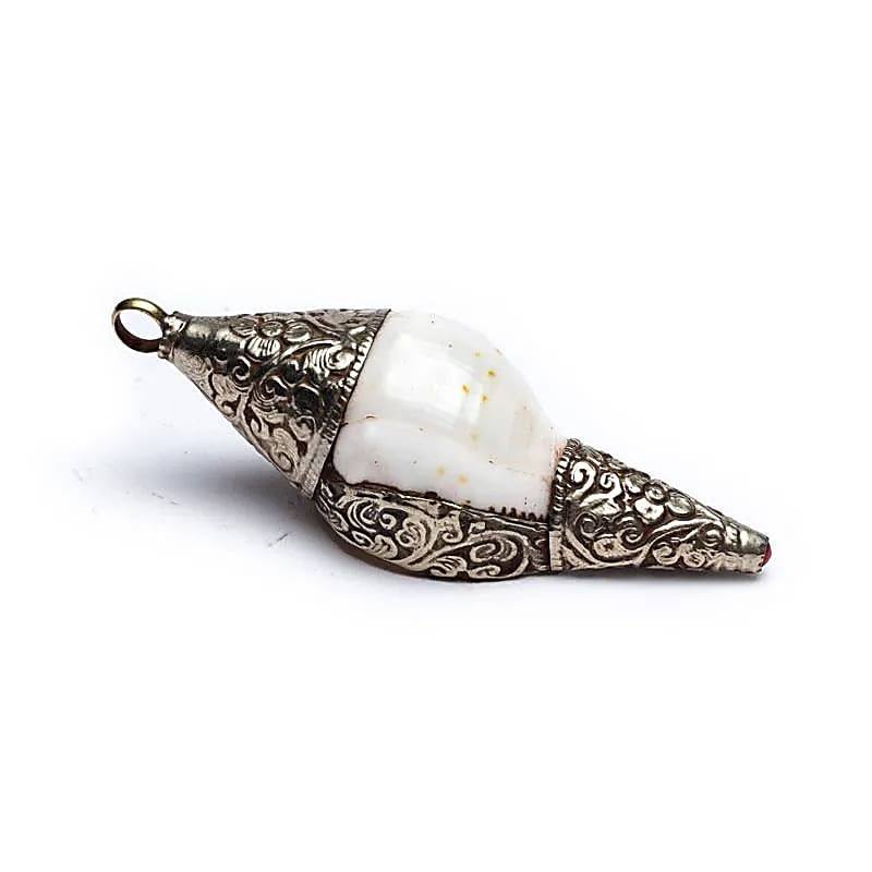 Pandantiv Ritual Shell Cu Metal Alb - 7 Cm Set 2 Buc