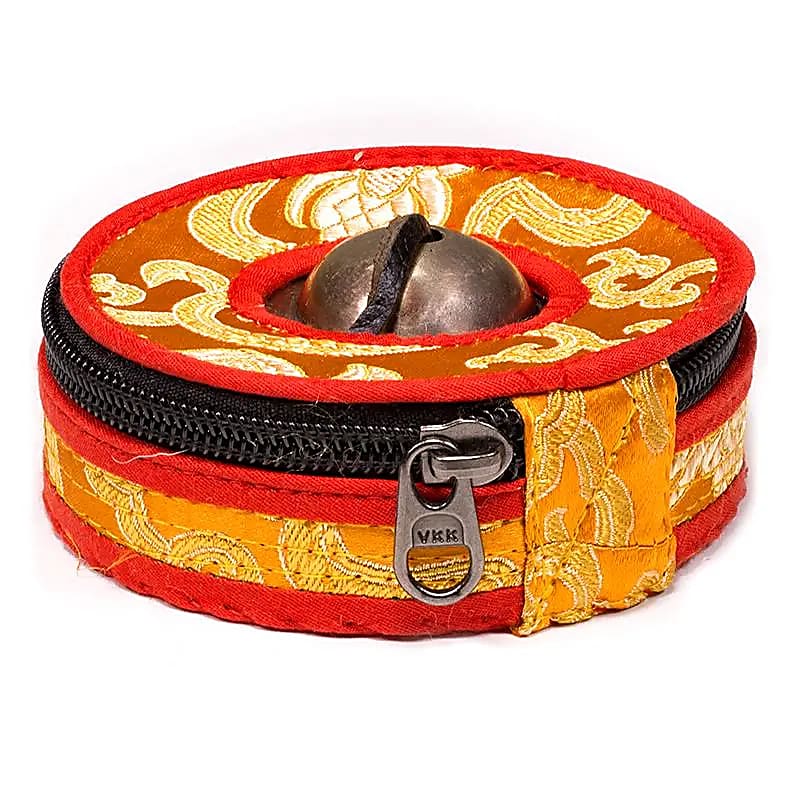 Tingsha Fodral Orange/röd Stor - 9 Cm Set med 2 st