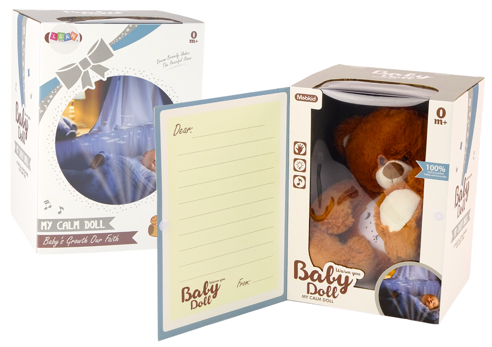 Teddy Bear Sleeping Lights Sounds Night And Day Mode Brown