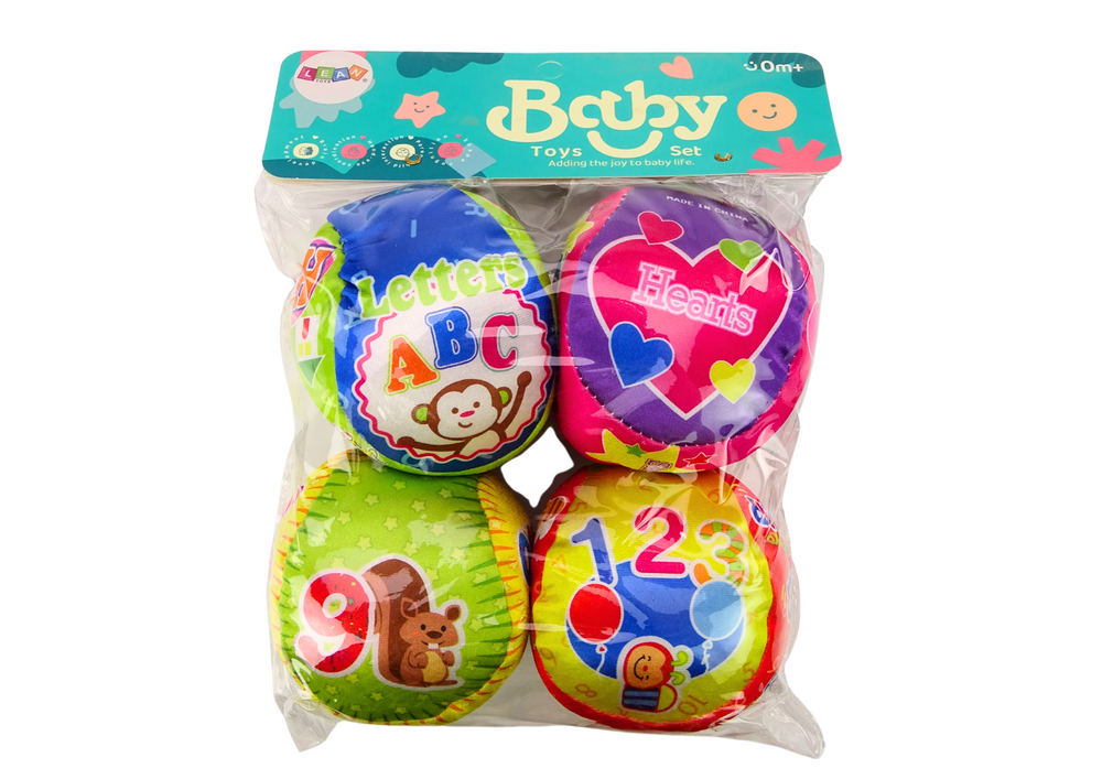 Set Of Soft Balls Colorful Educational Rattle Balls 4 Pcs.
