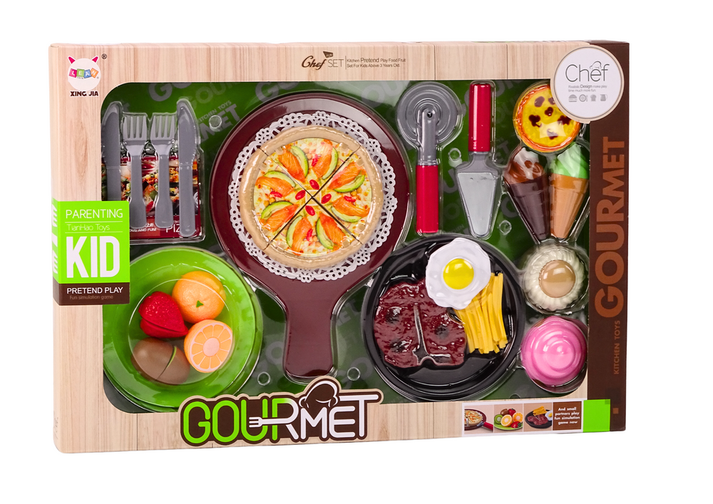 Snabbmatsset Frukt Biff Glass Tillbehör Pizza Pommes frites 26 St.