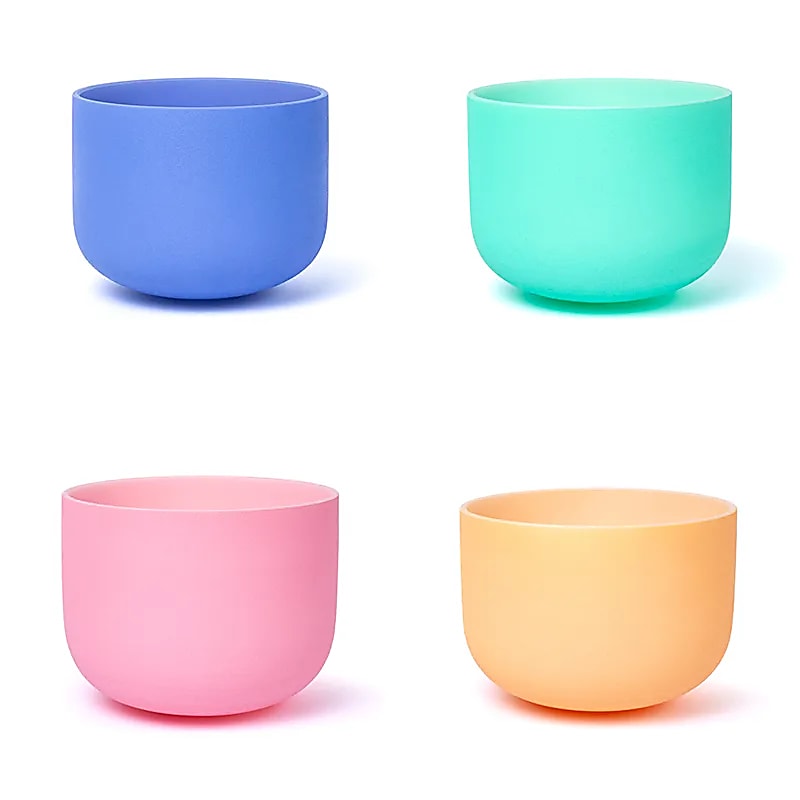 Set 7 Kristallen Klankschalen Macaron Design 432 Hz + 2 Zakjes - 20-35cm