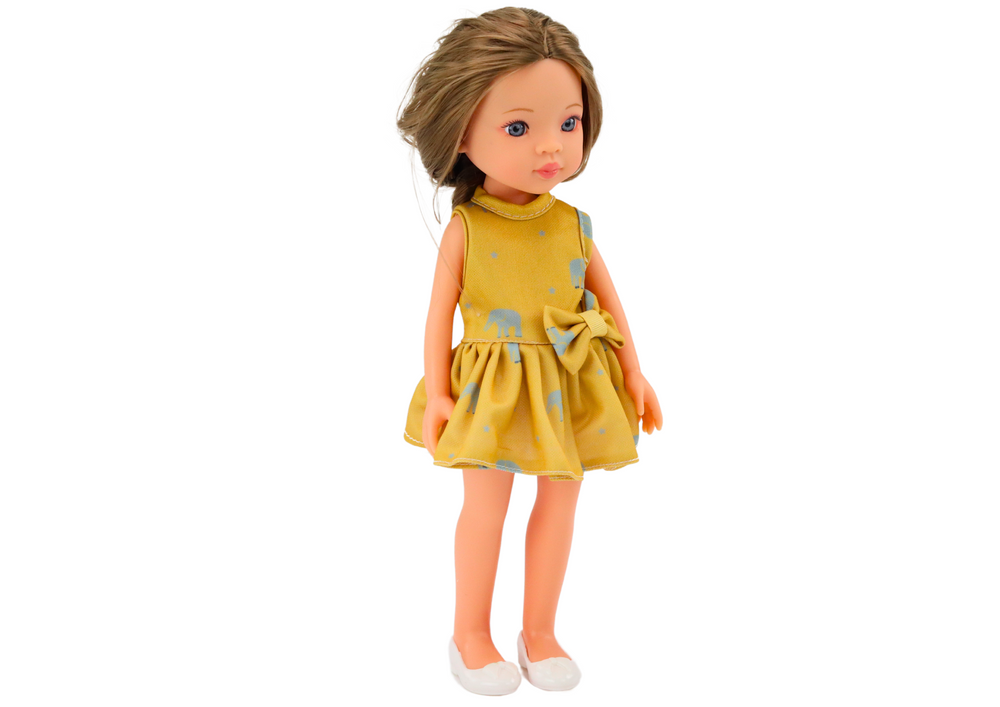 Doll Yellow Dress Brown Hair Large Doll 33cm