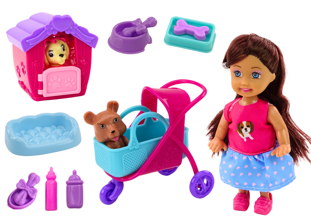Doll With Dogs Dog Doll Kennel Accessories Pink Puppy 16 Pcs.