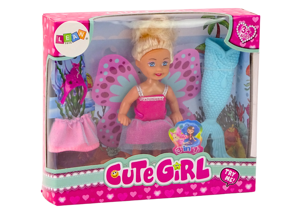 2in1 Mini Doll Mermaid Fairy Tail Wings
