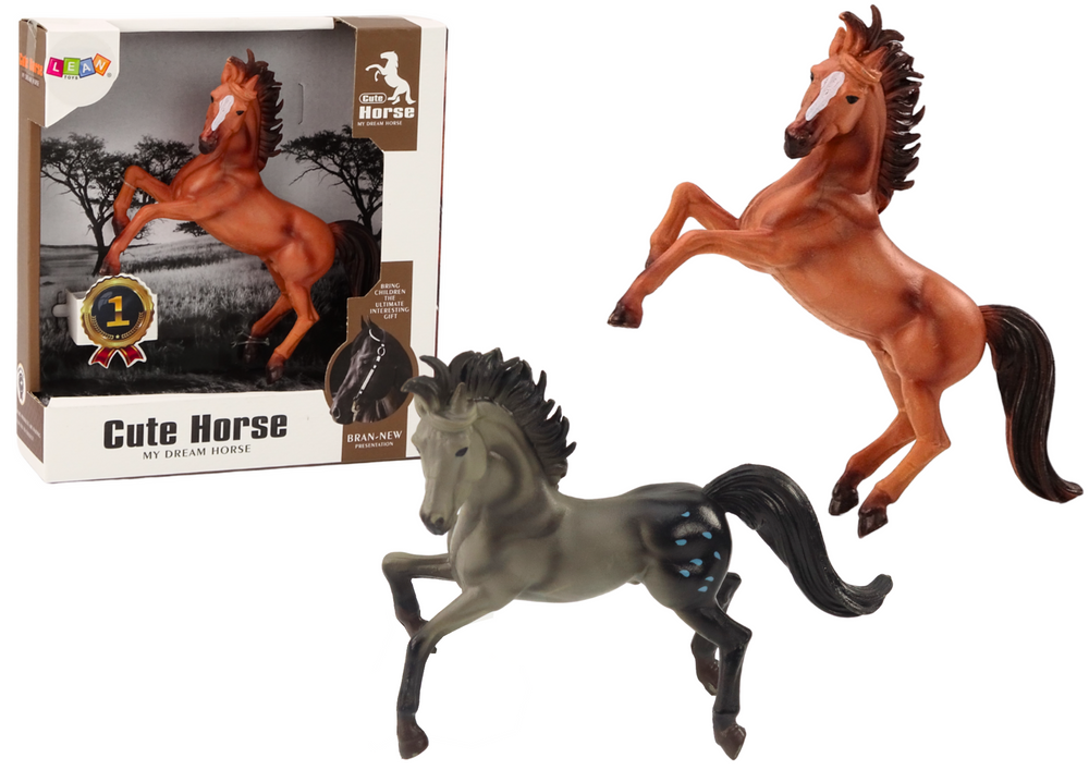 Horse Figurine Brown Gray Horse Standing Stable Farm Cute Horse