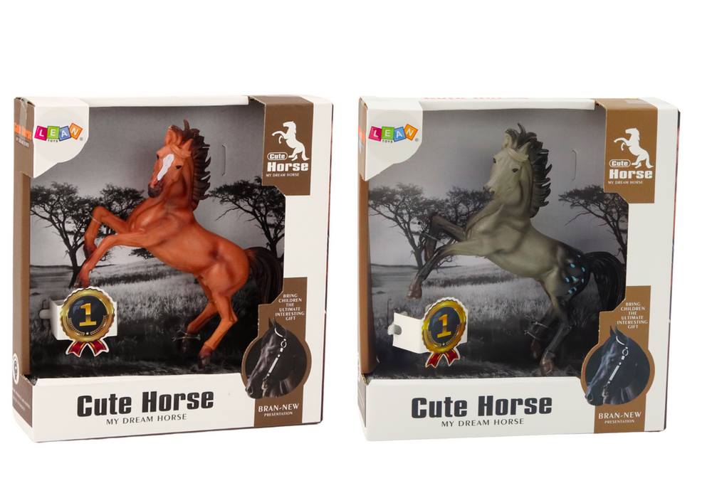 Horse Figurine Brown Gray Horse Standing Stable Farm Cute Horse