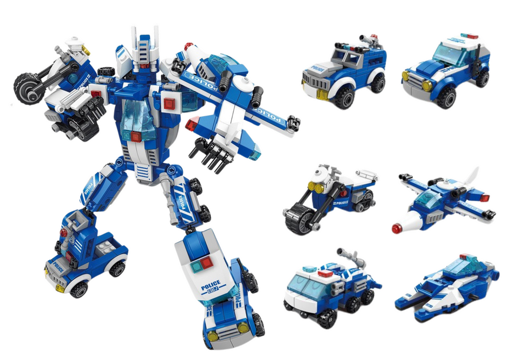 Police Cars Motor Boot Airplane Police Construction Blocks Mix