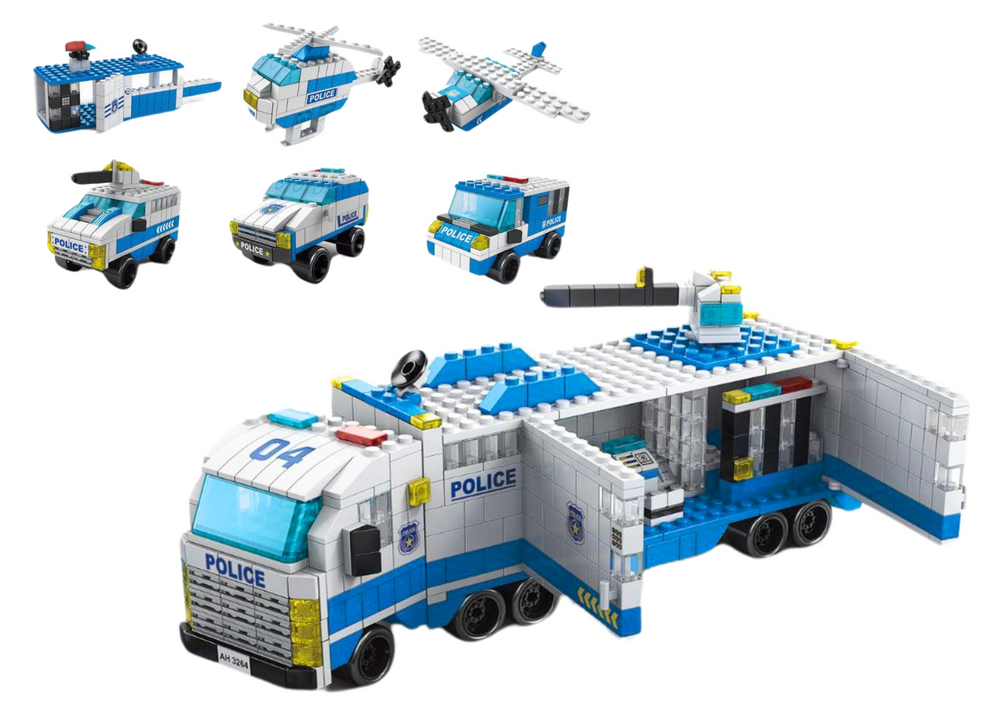 Police Truck Construction Bricks 6in1 Set Police Vehicles 1000pcs