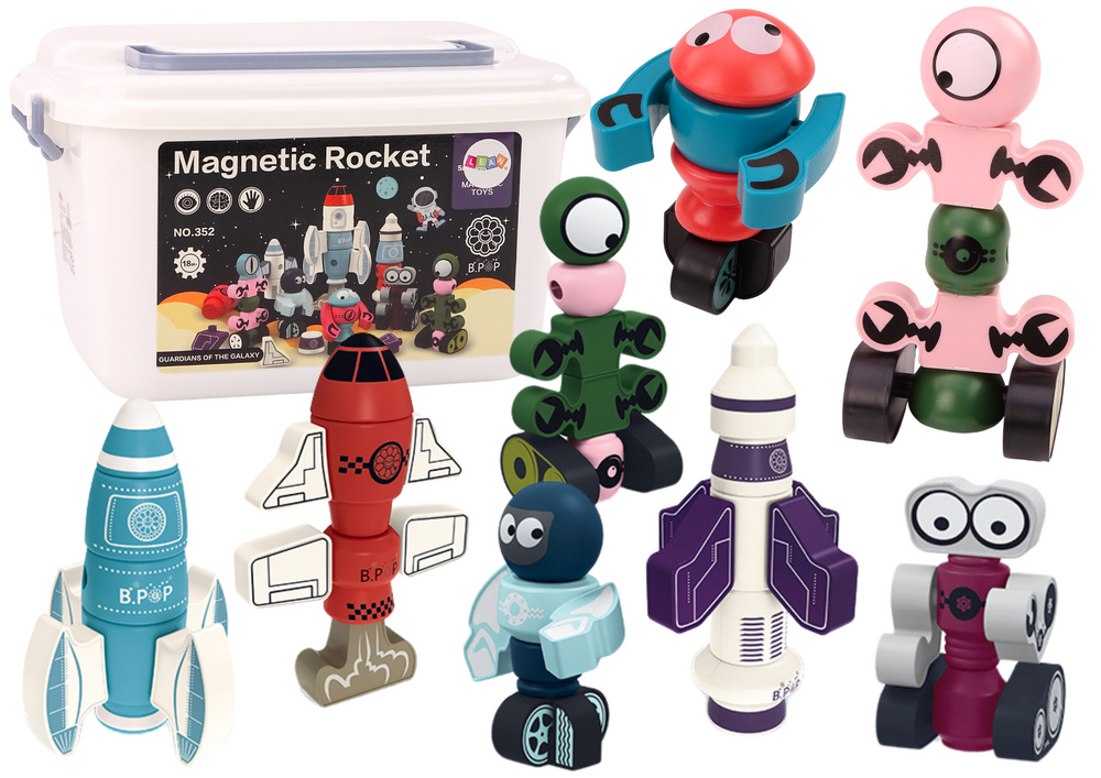Magnetic Blocks Space Rocket Set 56 Pieces. Magnetic Rocket Mix