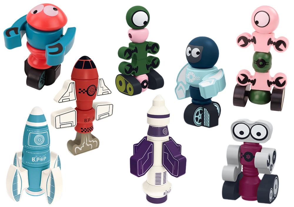 Magnetic Blocks Space Rocket Set 56 Pieces. Magnetic Rocket Mix