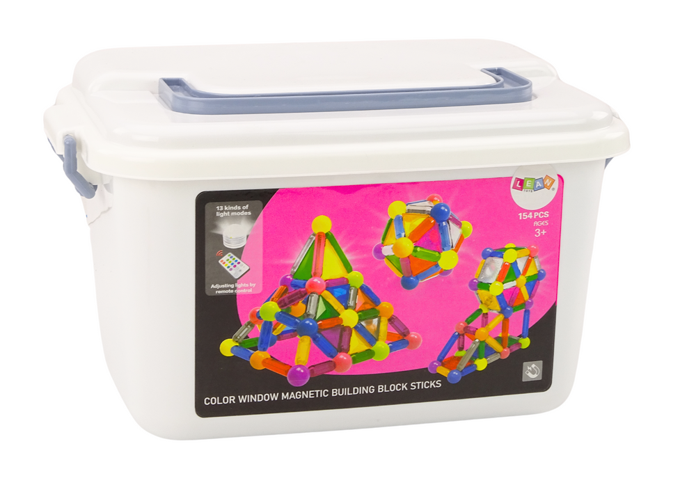 Magnetic Blocks With Light In A Box Of 154 Elements