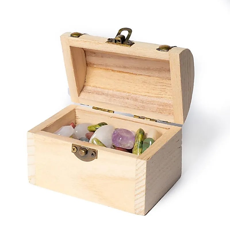 Treasure Box With 200 Grams Tumbled Stones --set Of 2 Pcs - 200g;9.5x6.5x7cm