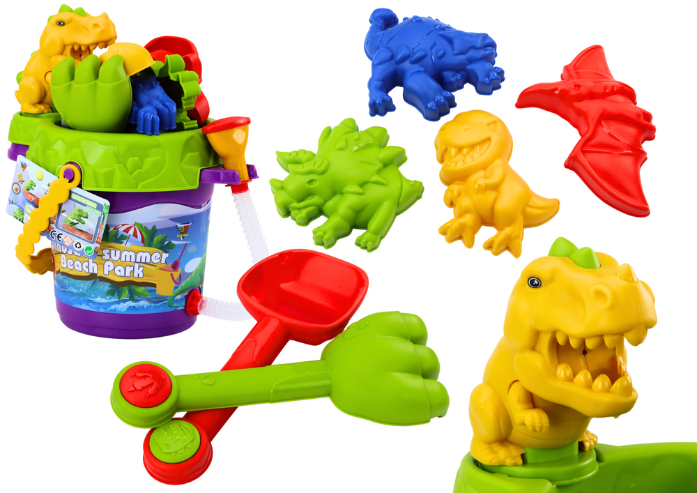 Súprava vedra na piesok so sprchou a súpravou plesní dinosaurov