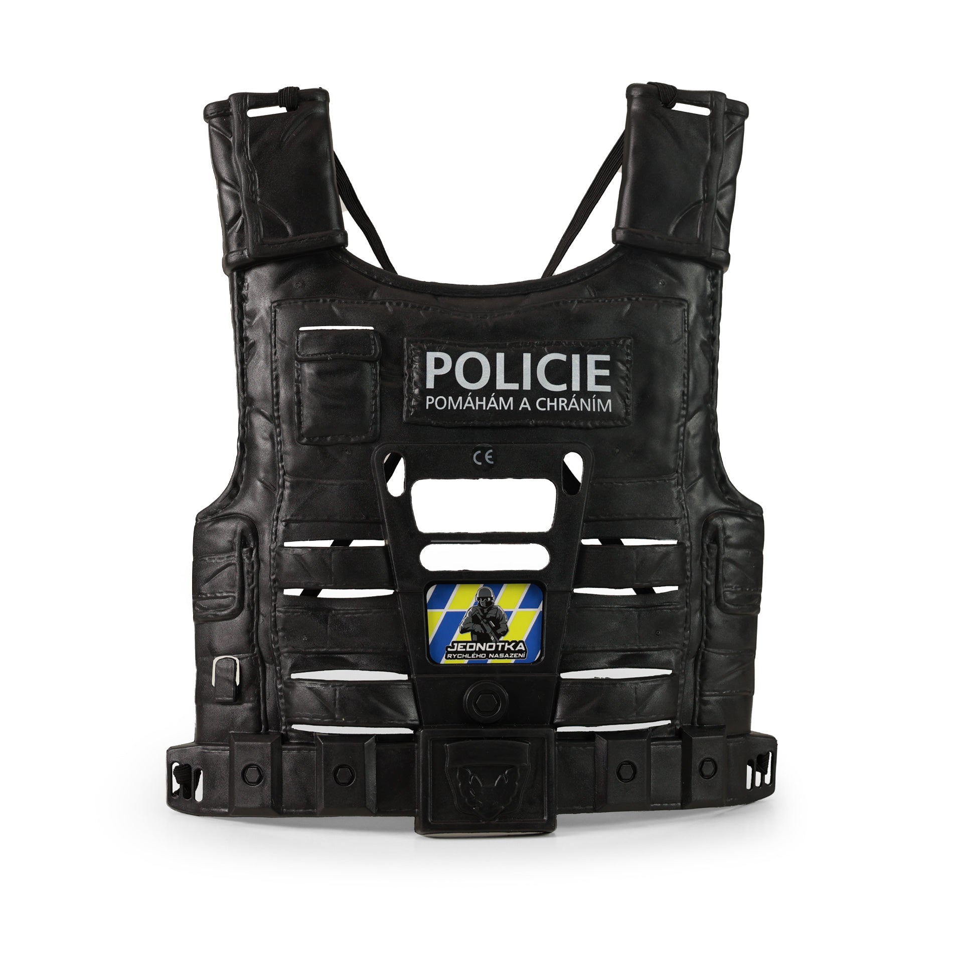 El chaleco policial con accesorios.