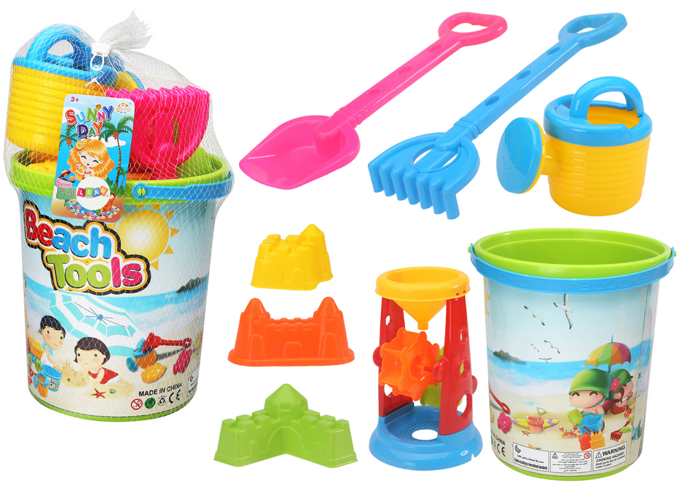 Sand Toy Set Bucket Grinder Watering Can Colorful Molds