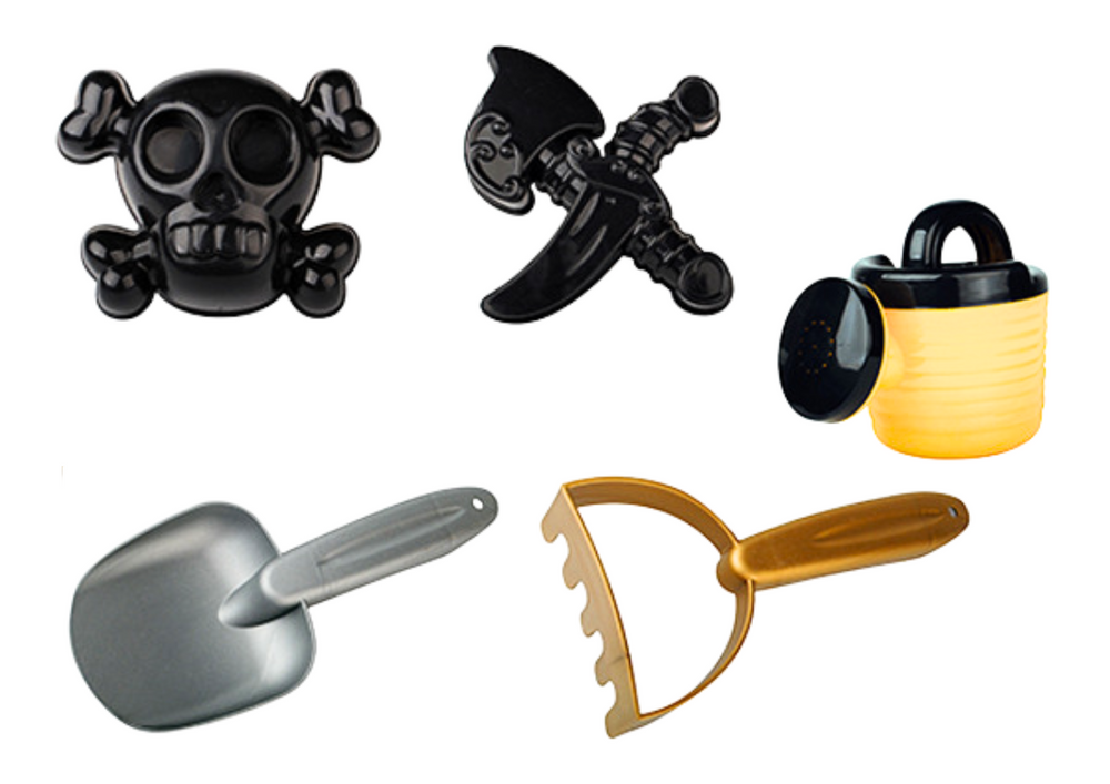 Pirate Sand Set Bucket Watering Can Strainer Set Of 6 Pieces.