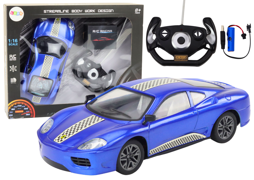 Rc Remote Control Car 1:16 Lights Blue