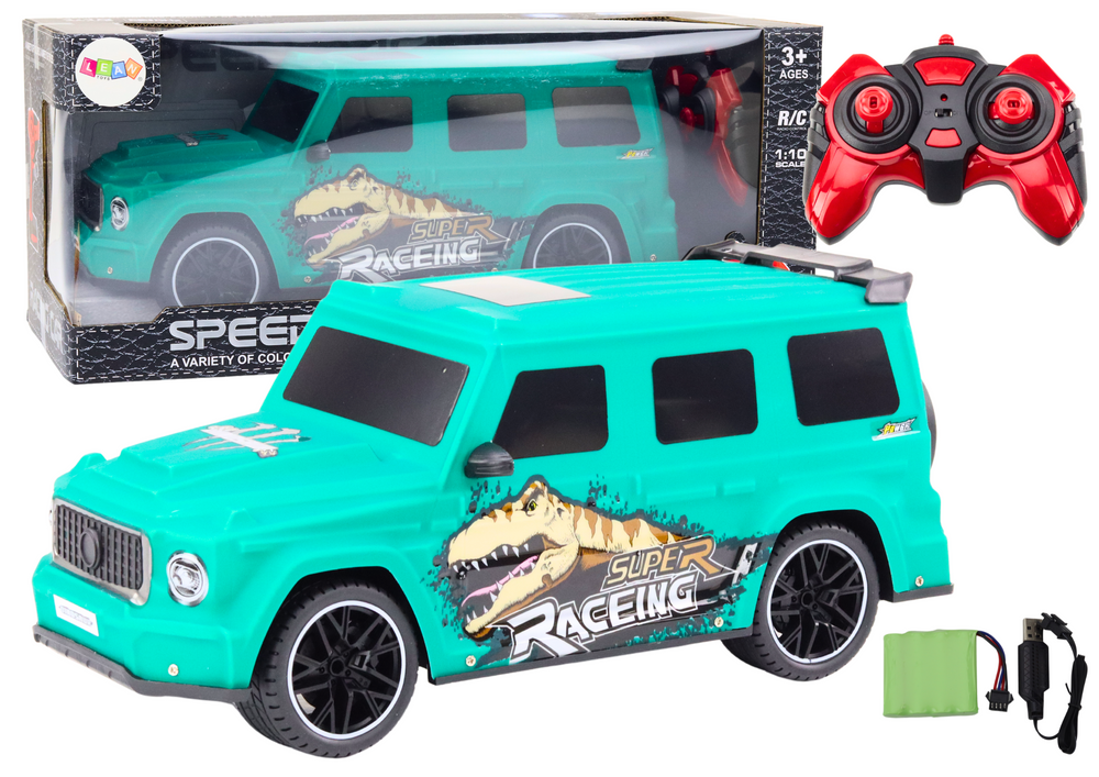 Remote Controlled Rc Car With Dinosaur 1:10 Scale Green