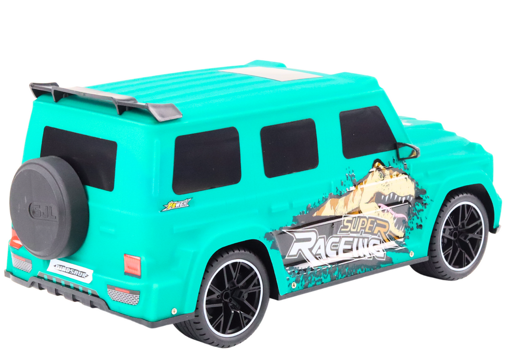 Remote Controlled Rc Car With Dinosaur 1:10 Scale Green