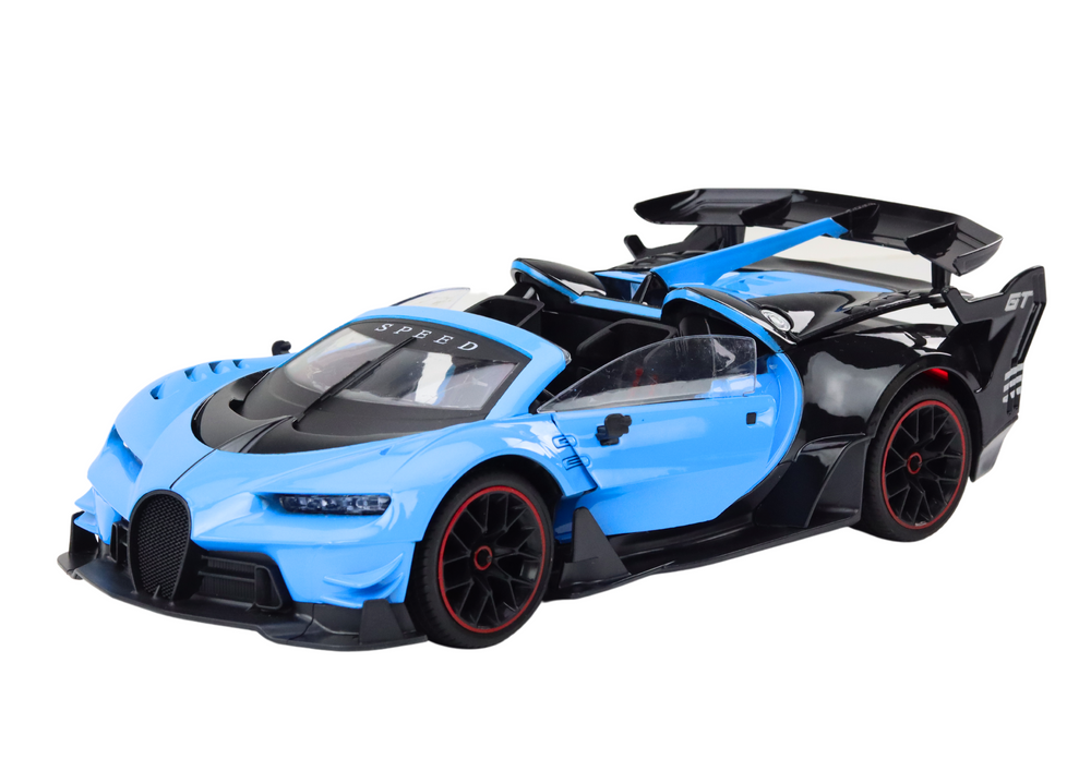 Carro esportivo com controle remoto Rc 1:12 abrindo portas azuis