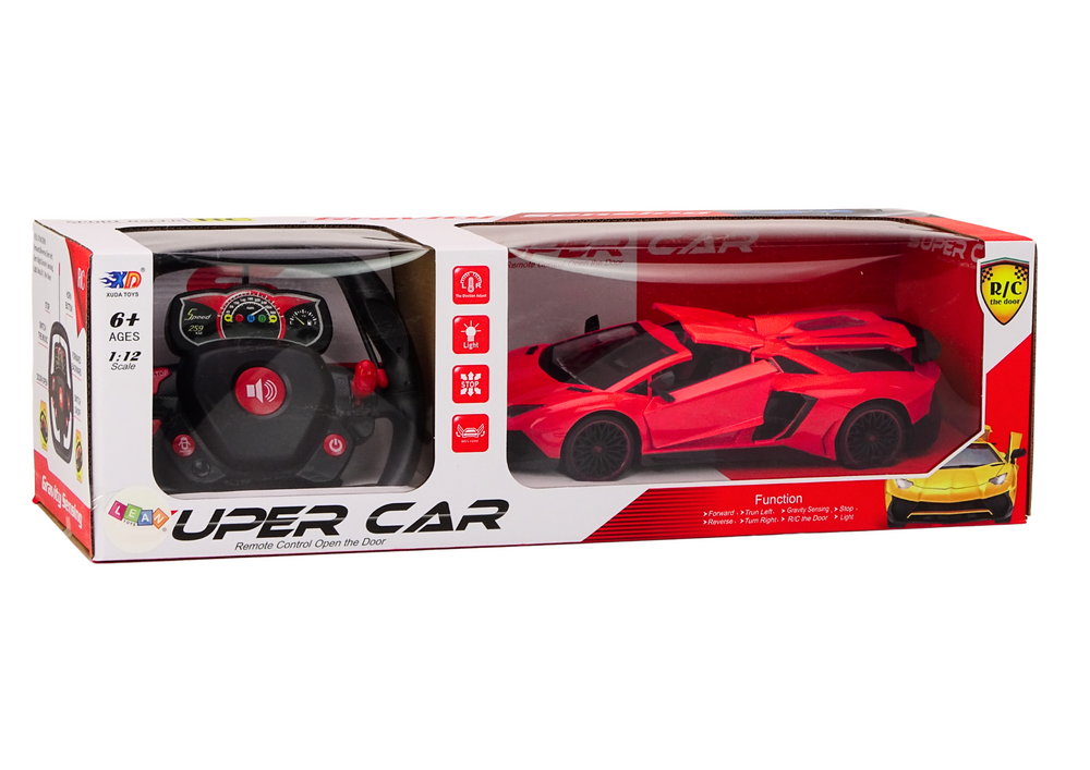 Rc Remote Controlled Sports Car With Opening Doors Red 1:12