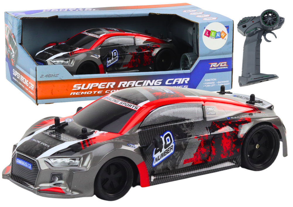 Rc Remote Control Car 1:18 Rubber Wheels Drift Red