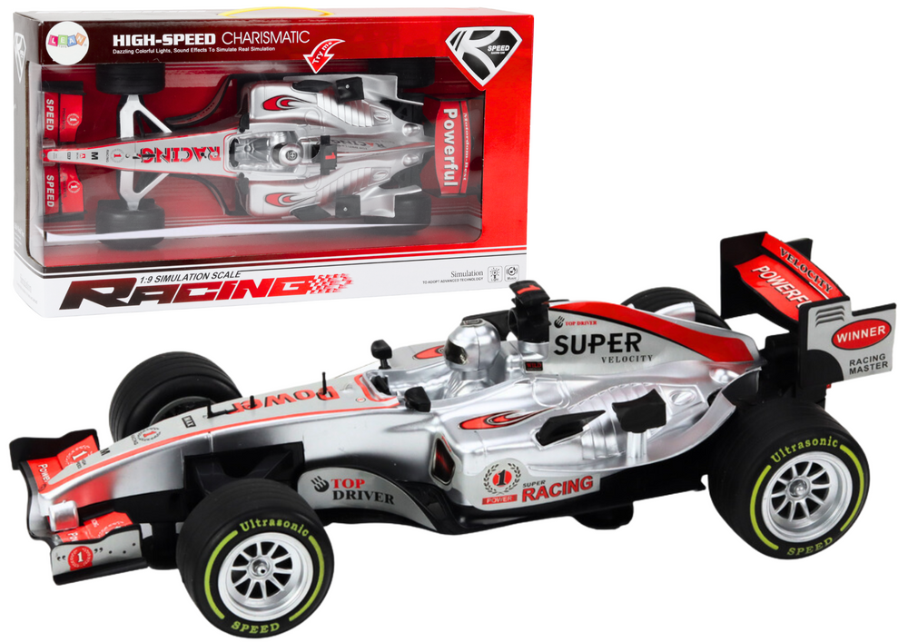 Racer Sports Car With 1:9 Drive Silver Sounds