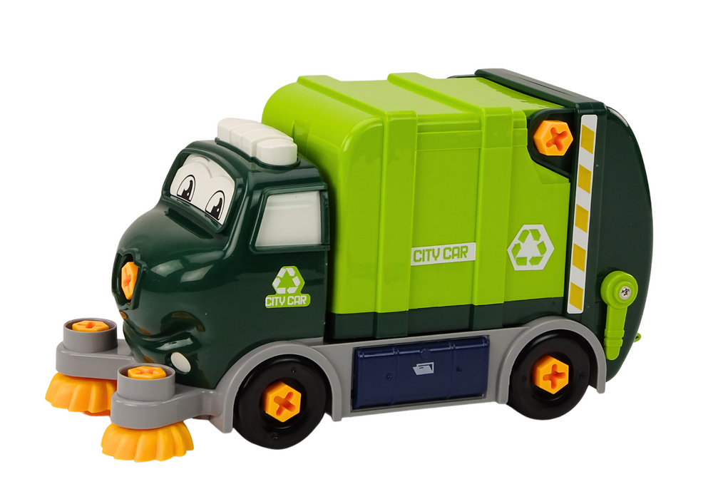 Cartoon Garbage Truck Turning Movable Diy Green