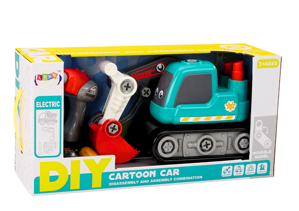 Cartoon Crawler Excavator For Turning Diy Turquoise